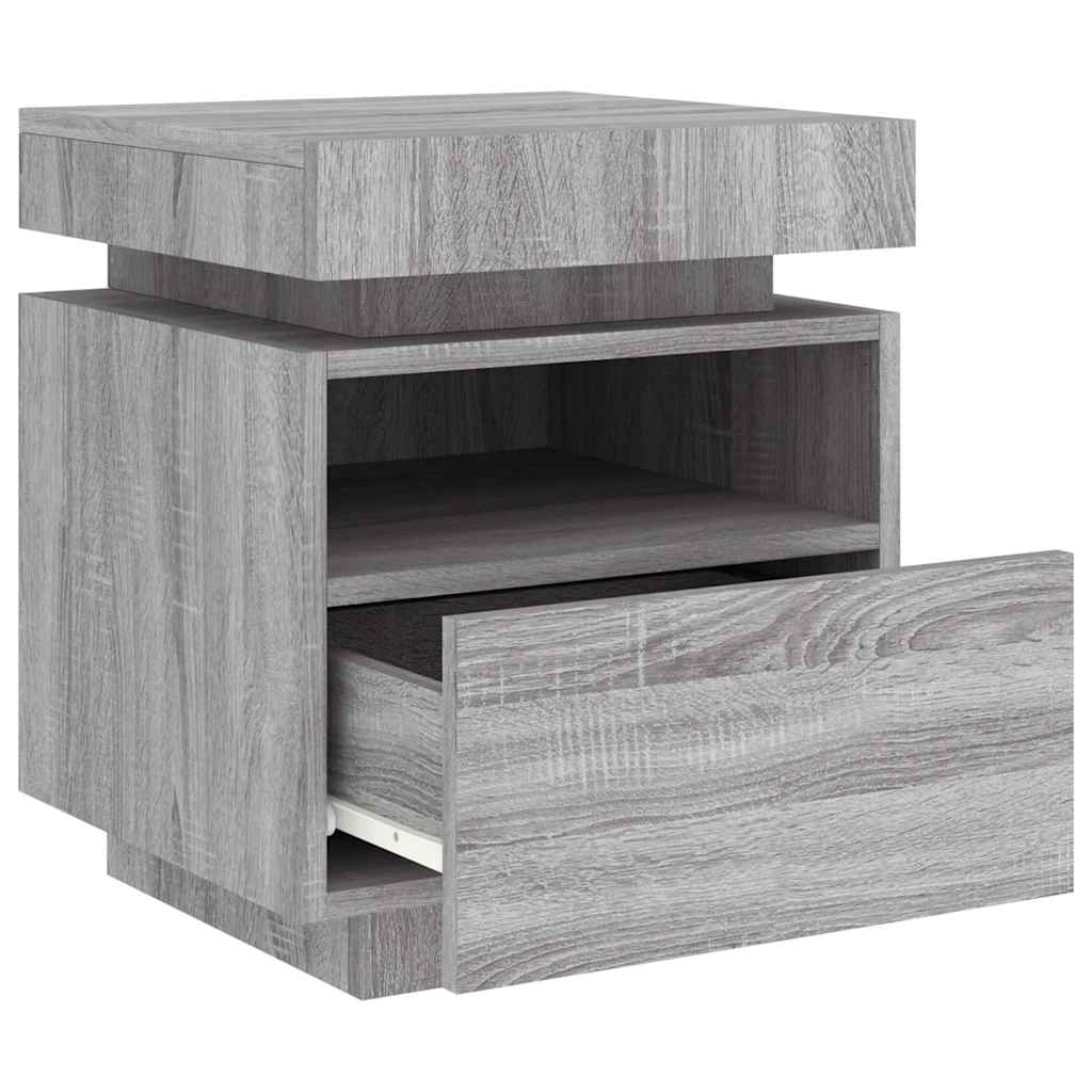 vidaXL Szafka nocna z LED, szary dąb sonoma, 40x39x48,5 cm