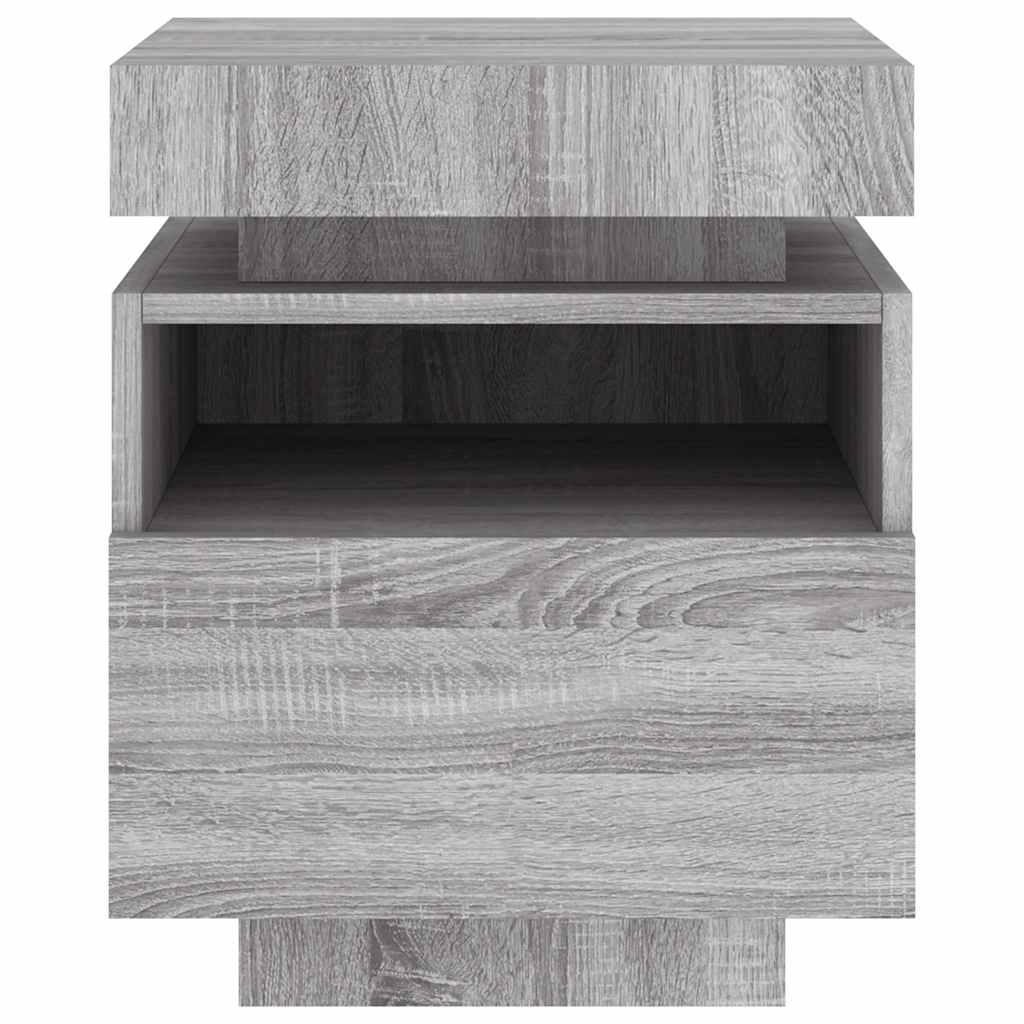 vidaXL Szafka nocna z LED, szary dąb sonoma, 40x39x48,5 cm