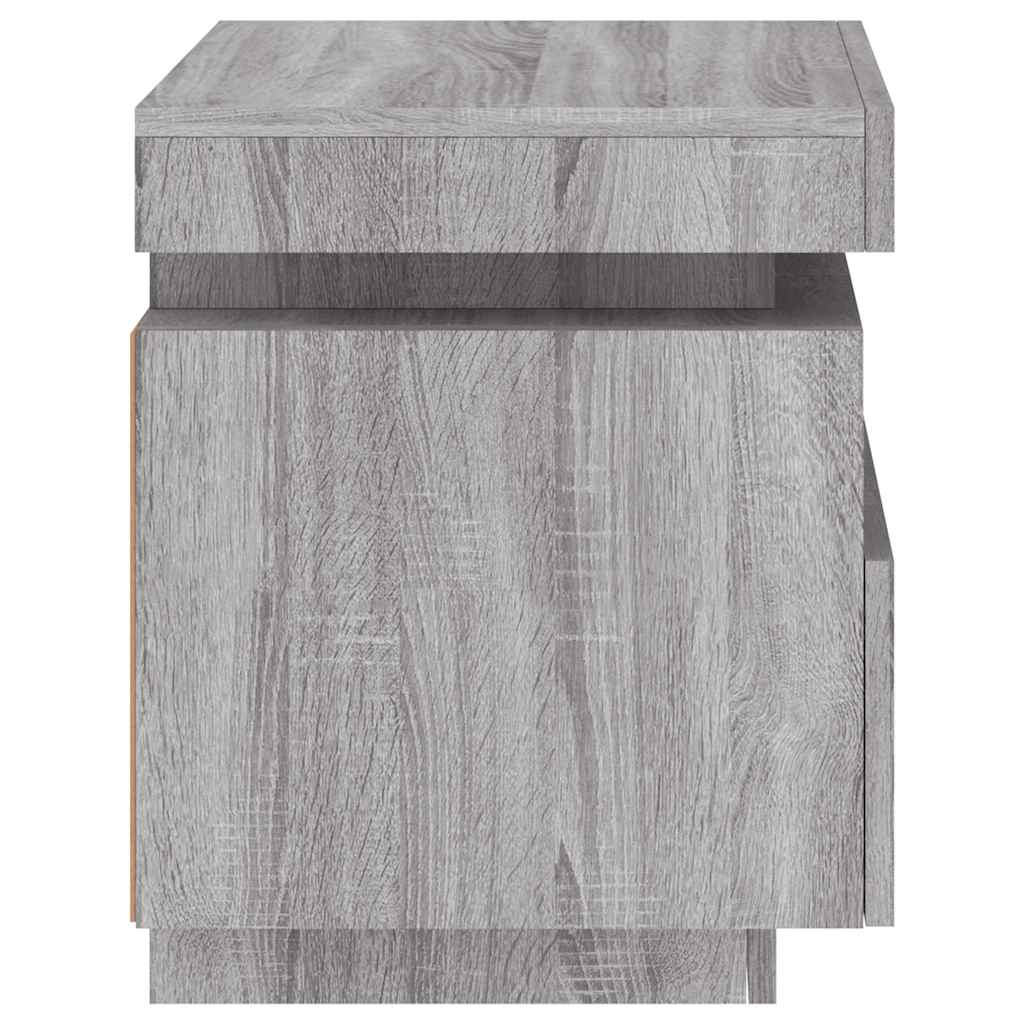 vidaXL Szafka nocna z LED, szary dąb sonoma, 40x39x48,5 cm