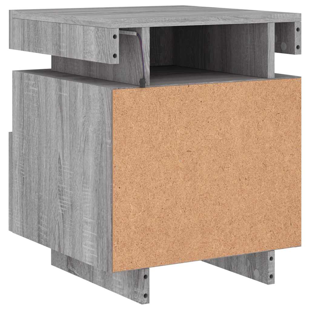 vidaXL Szafka nocna z LED, szary dąb sonoma, 40x39x48,5 cm