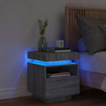 vidaXL Szafka nocna z LED, szary dąb sonoma, 40x39x48,5 cm