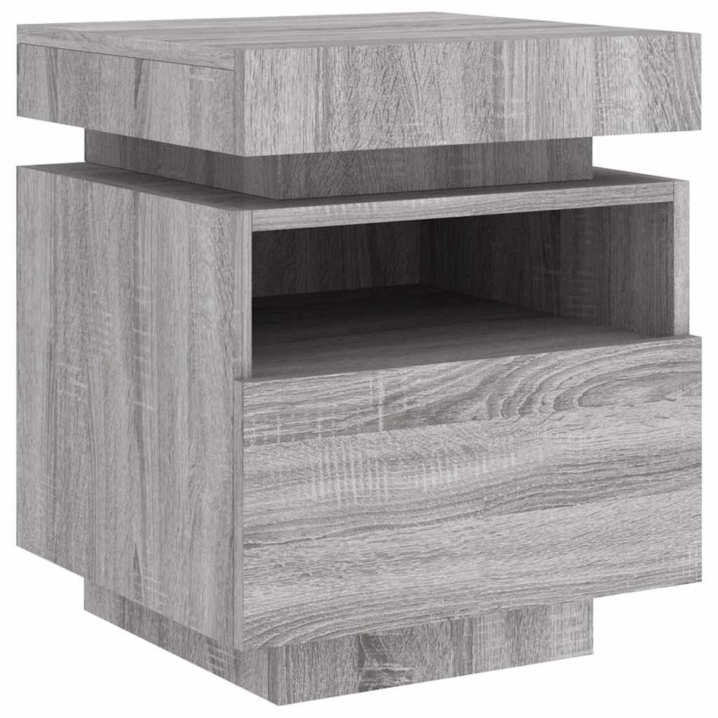 vidaXL Szafki nocne z LED, 2 szt., szary dąb sonoma, 40x39x48,5 cm