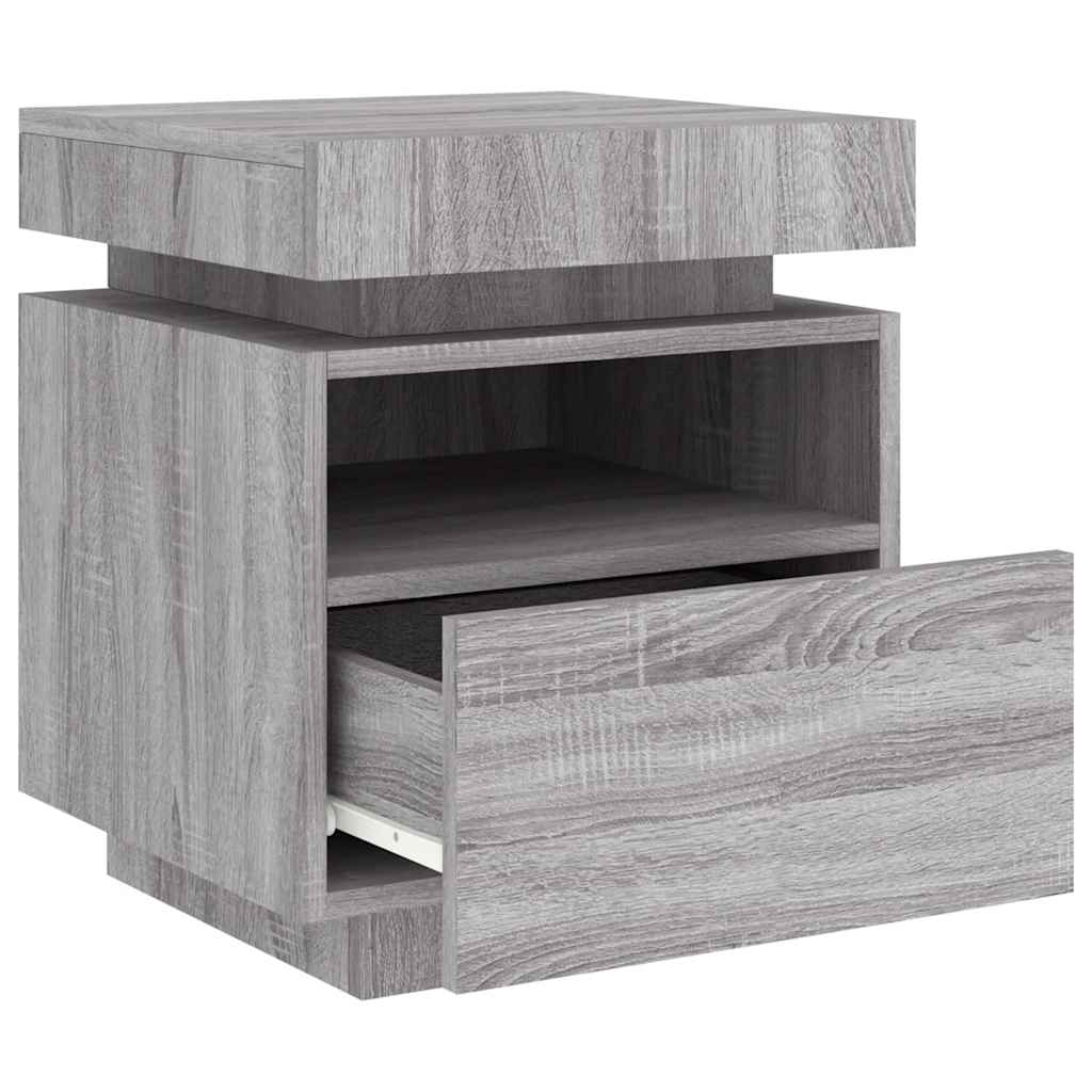 vidaXL Szafki nocne z LED, 2 szt., szary dąb sonoma, 40x39x48,5 cm