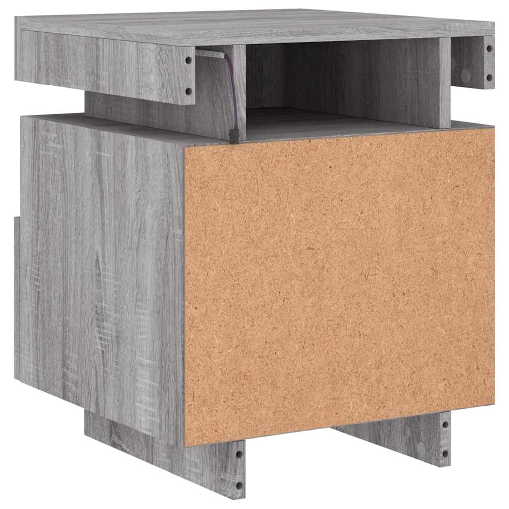 vidaXL Szafki nocne z LED, 2 szt., szary dąb sonoma, 40x39x48,5 cm