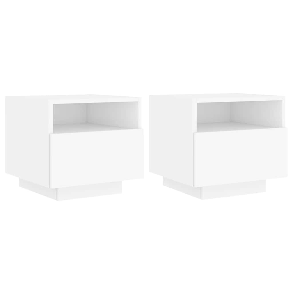 vidaXL Szafki nocne z oświetleniem LED, 2 szt., białe, 40x39x37 cm