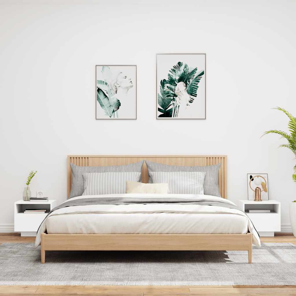 vidaXL Szafki nocne z oświetleniem LED, 2 szt., białe, 40x39x37 cm