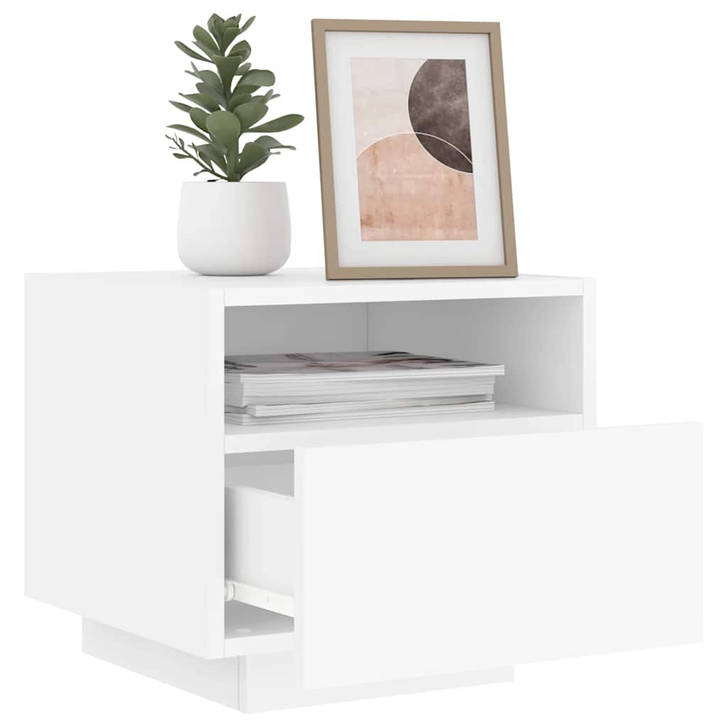 vidaXL Szafki nocne z oświetleniem LED, 2 szt., białe, 40x39x37 cm