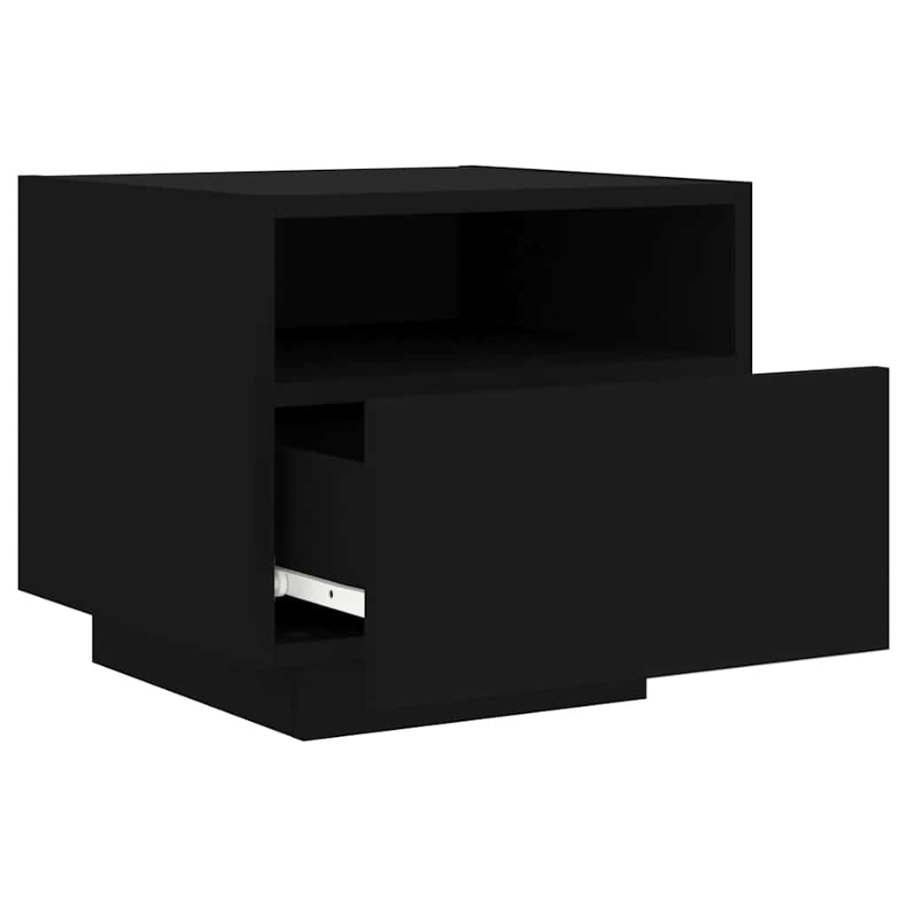 vidaXL Szafka nocna z podświetleniem LED, czarna, 40x39x37 cm