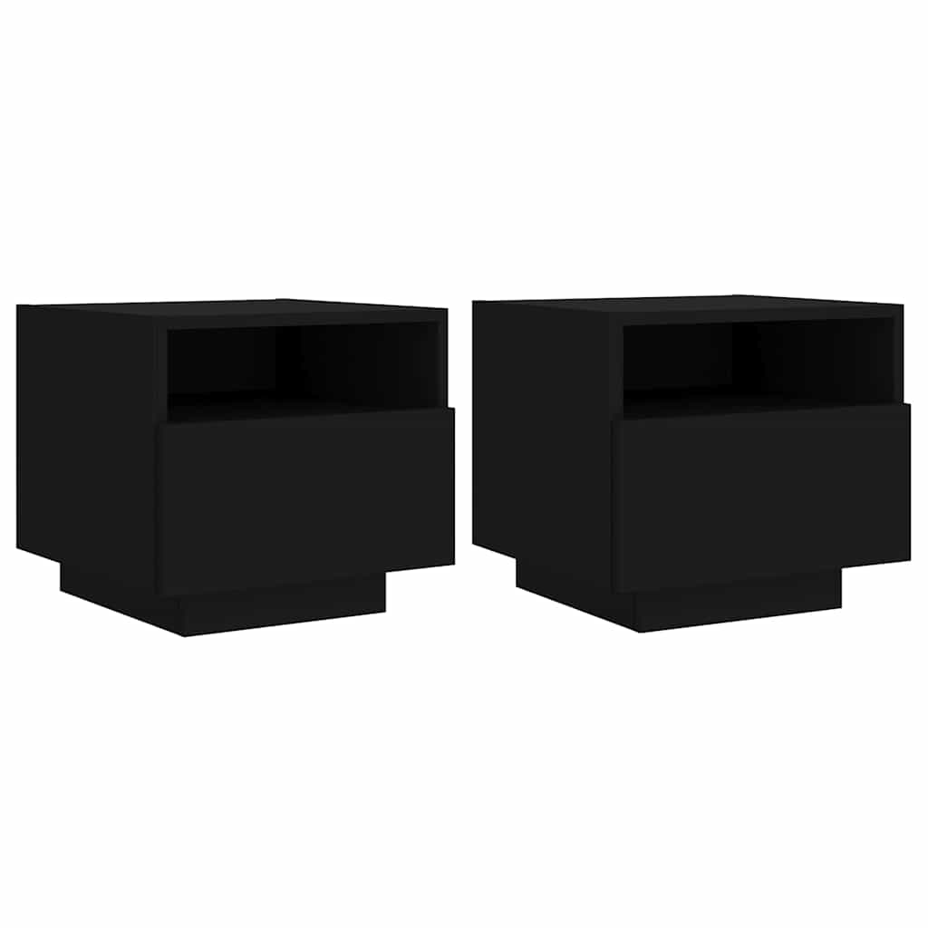 vidaXL Szafki nocne z oświetleniem LED, 2 szt., czarne, 40x39x37 cm