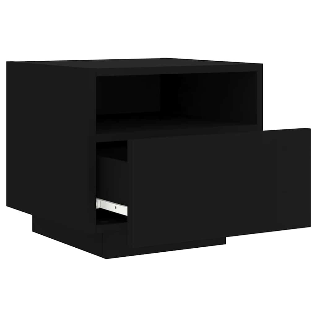 vidaXL Szafki nocne z oświetleniem LED, 2 szt., czarne, 40x39x37 cm