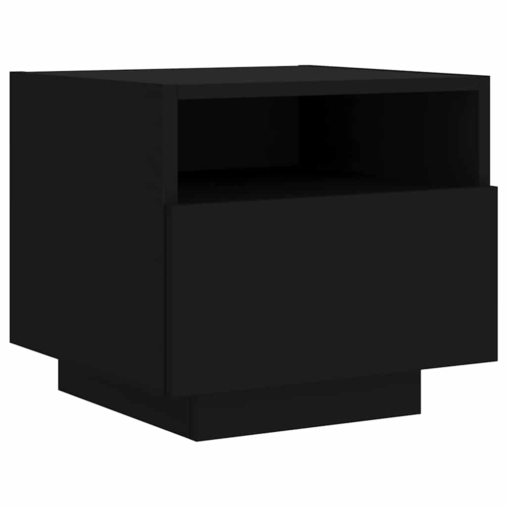 vidaXL Szafki nocne z oświetleniem LED, 2 szt., czarne, 40x39x37 cm