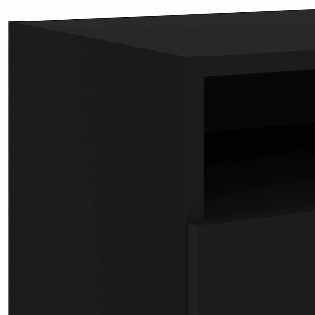 vidaXL Szafki nocne z oświetleniem LED, 2 szt., czarne, 40x39x37 cm