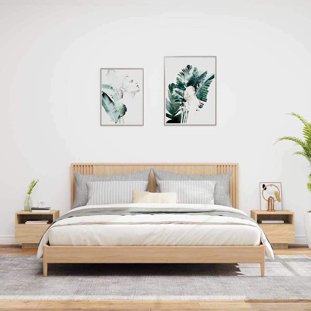 vidaXL Szafki nocne z LED, 2 szt., dąb sonoma, 40x39x37 cm