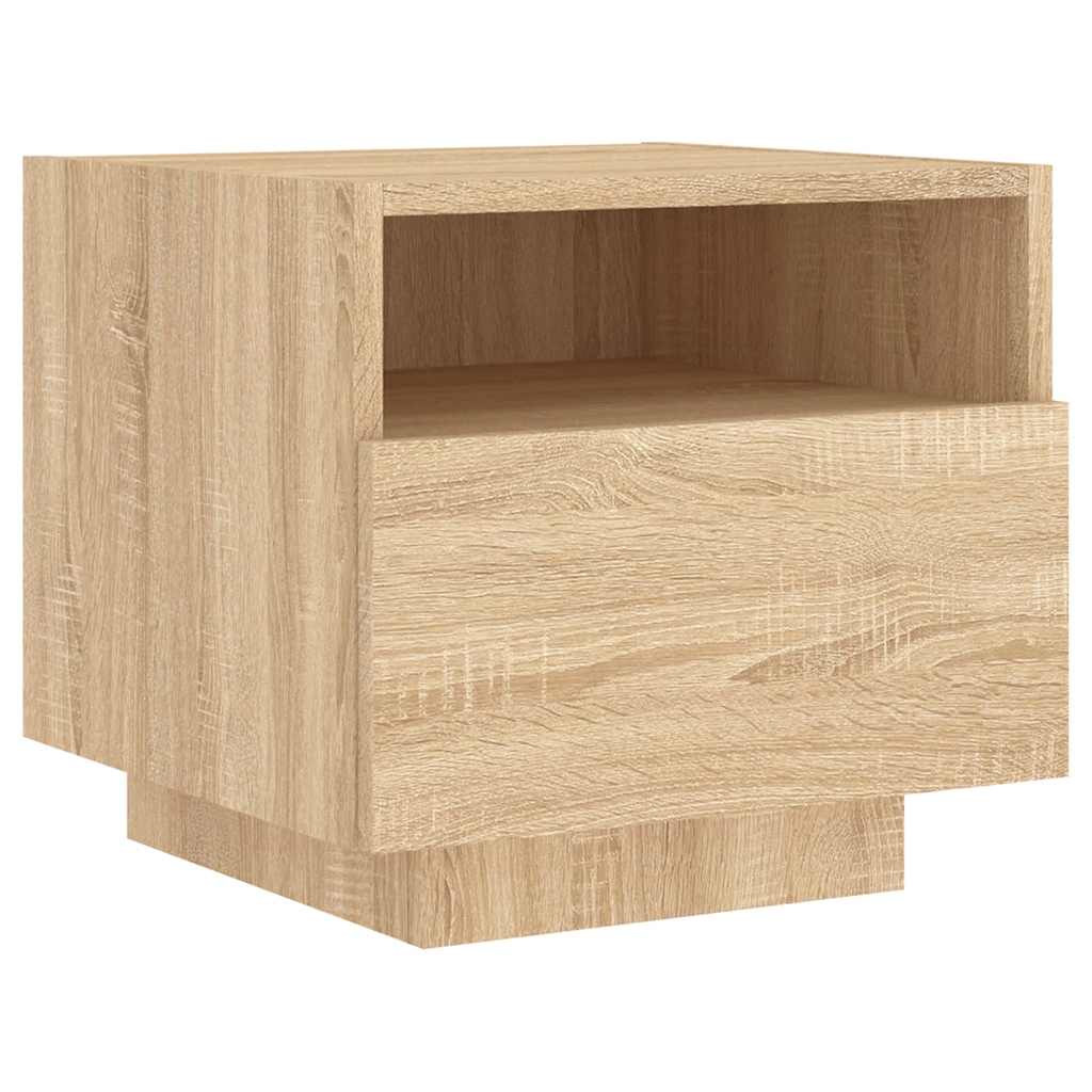 vidaXL Szafki nocne z LED, 2 szt., dąb sonoma, 40x39x37 cm