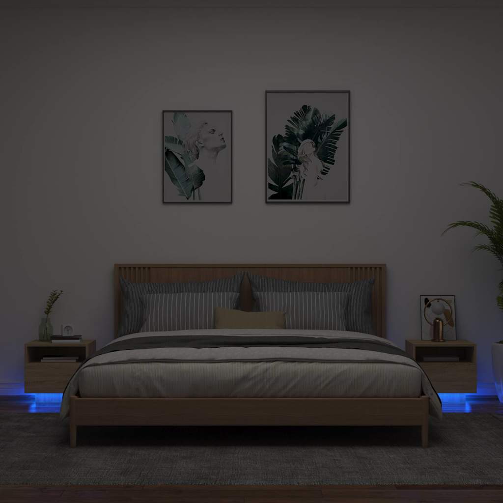 vidaXL Szafki nocne z LED, 2 szt., dąb sonoma, 40x39x37 cm