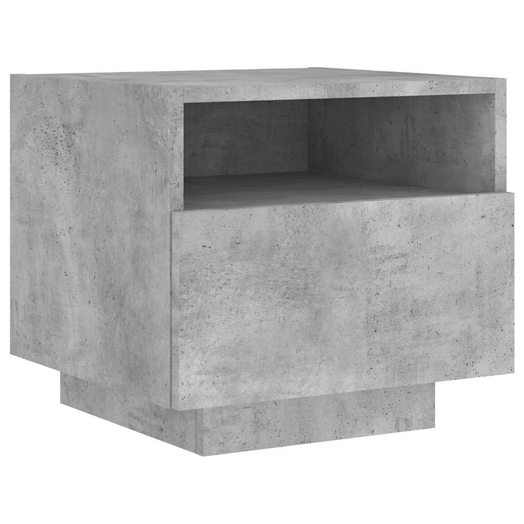 vidaXL Szafka nocna z oświetleniem LED, szarość betonu, 40x39x37 cm