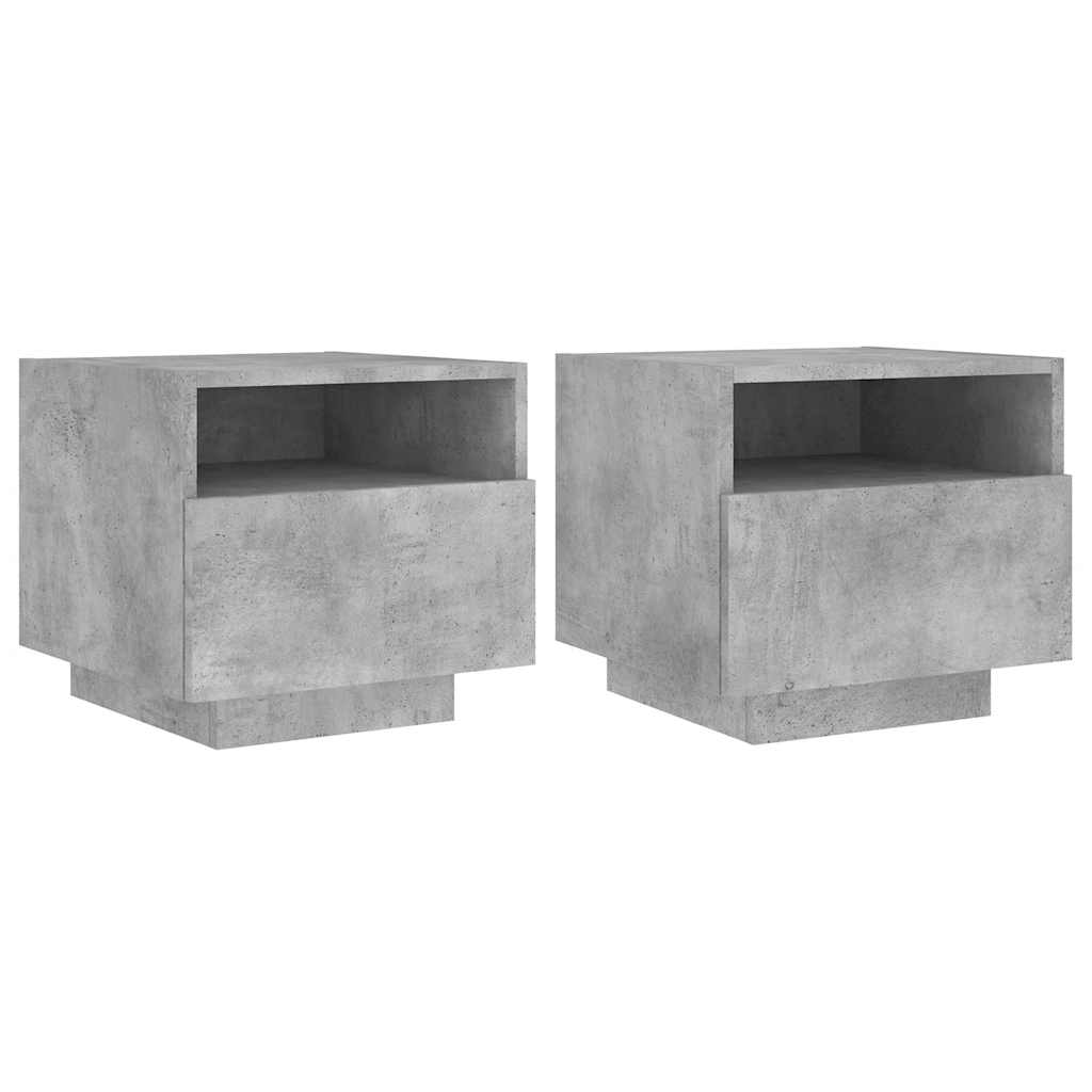 vidaXL Szafki nocne z LED, 2 szt., szarość betonu, 40x39x37 cm