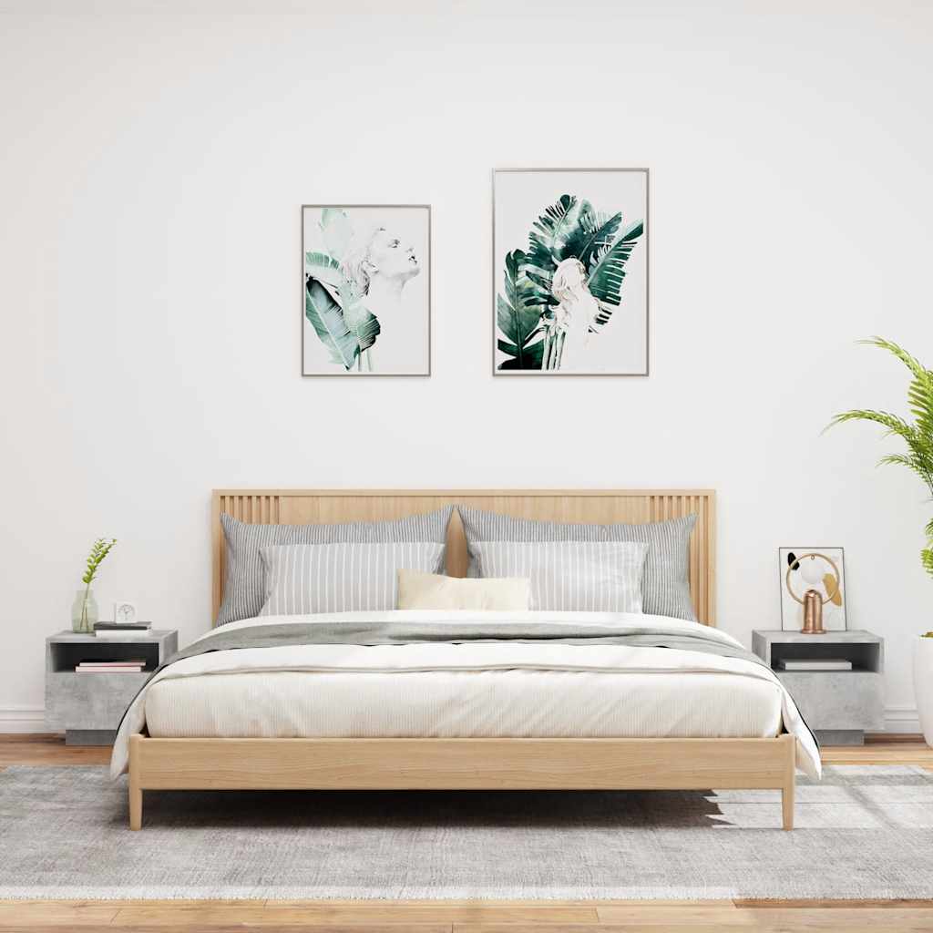 vidaXL Szafki nocne z LED, 2 szt., szarość betonu, 40x39x37 cm
