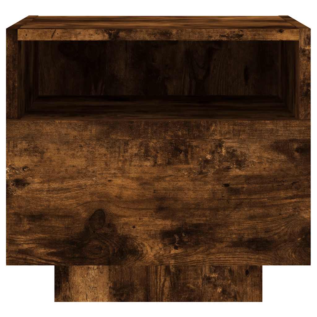 vidaXL Szafka nocna z oświetleniem LED, przydymiony dąb, 40x39x37 cm