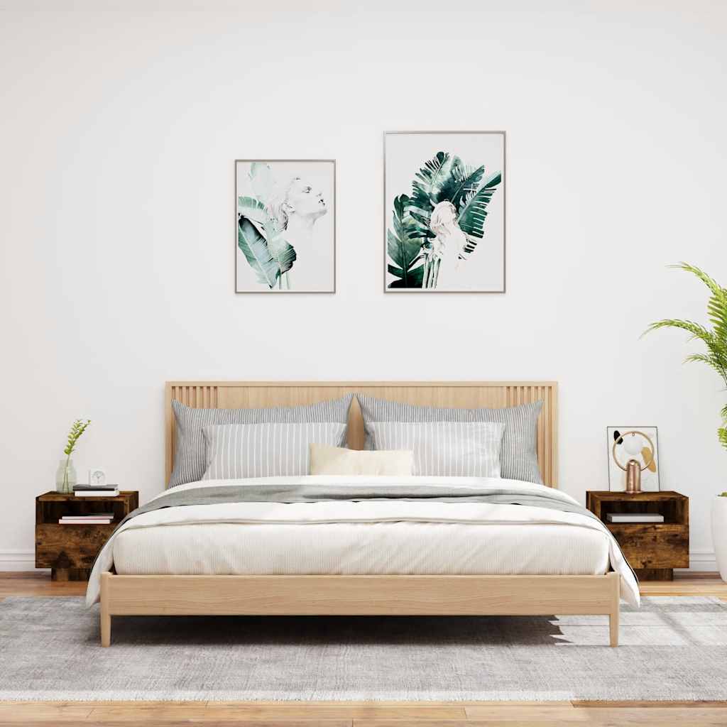 vidaXL Szafki nocne z LED, 2 szt., przydymiony dąb, 40x39x37 cm