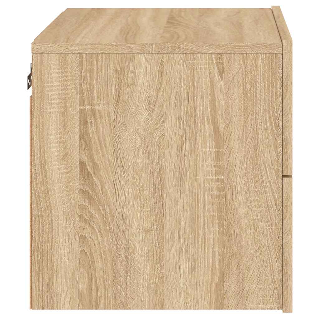 vidaXL Wisząca szafka nocna z podświetleniem LED, dąb sonoma