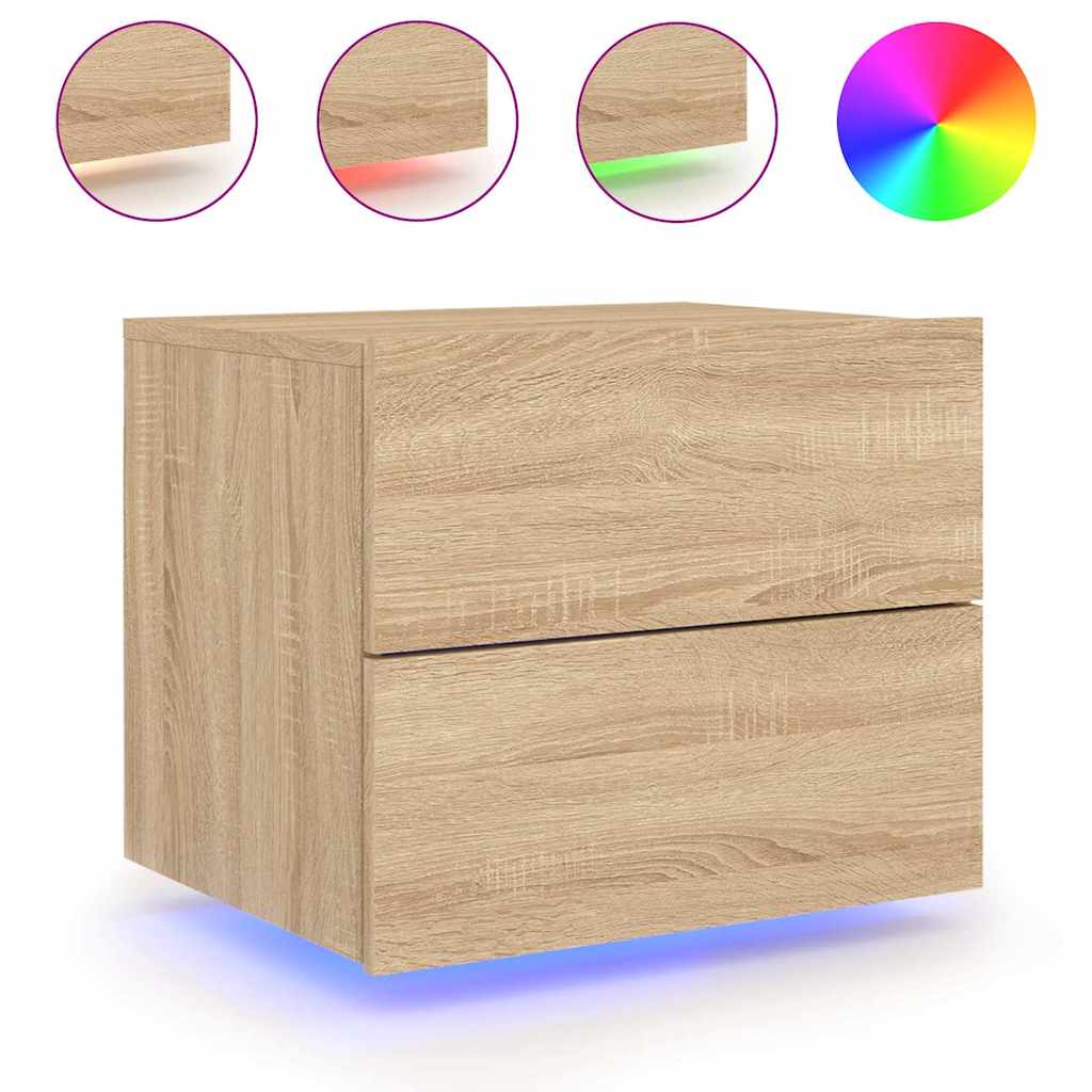 vidaXL Wiszące szafki nocne z LED, 2 szt., dąb sonoma