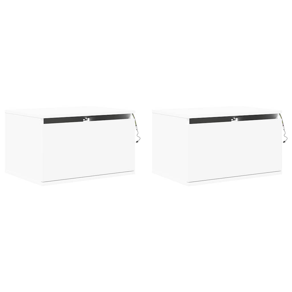 vidaXL Wiszące szafki nocne z LED, 2 szt., białe
