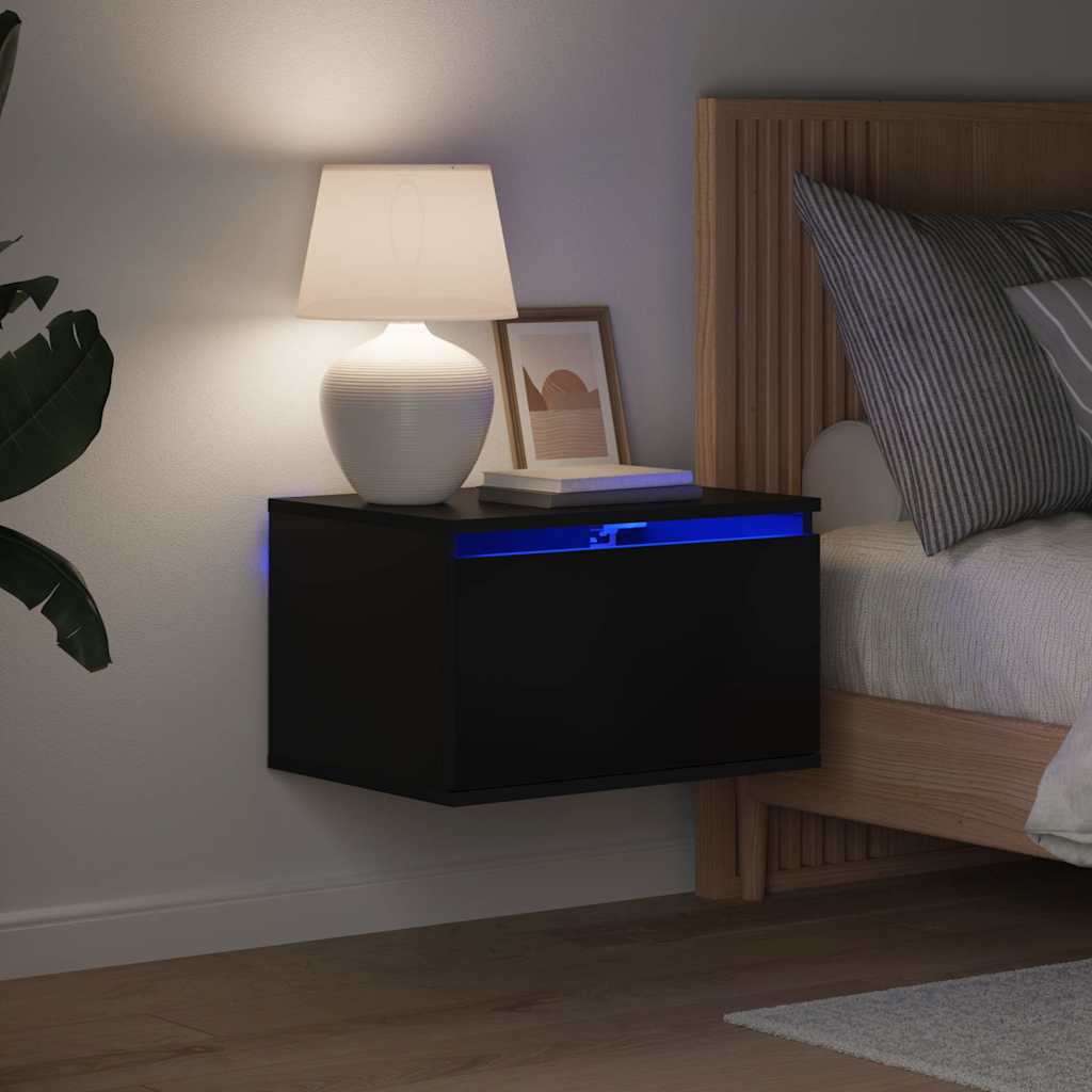 vidaXL Wiszące szafki nocne z LED, 2 szt., czarne