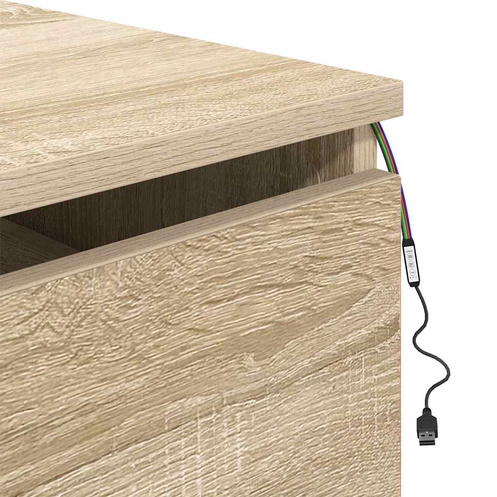 vidaXL Wisząca szafka nocna z podświetleniem LED, dąb sonoma