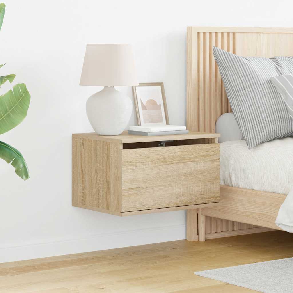 vidaXL Wiszące szafki nocne z LED, 2 szt., dąb sonoma