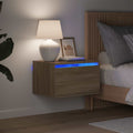 vidaXL Wiszące szafki nocne z LED, 2 szt., dąb sonoma