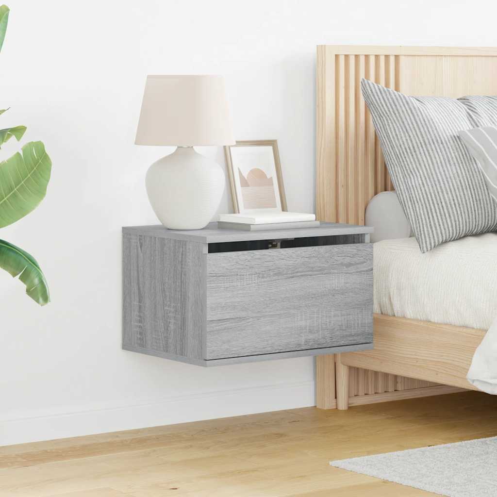vidaXL Wiszące szafki nocne z LED, 2 szt., szary dąb sonoma