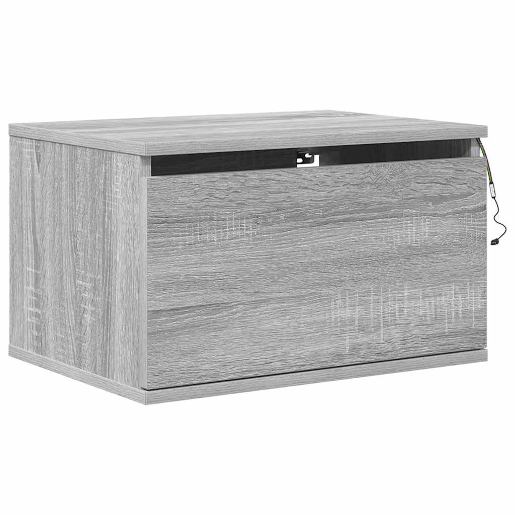 vidaXL Wiszące szafki nocne z LED, 2 szt., szary dąb sonoma