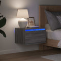 vidaXL Wiszące szafki nocne z LED, 2 szt., szary dąb sonoma