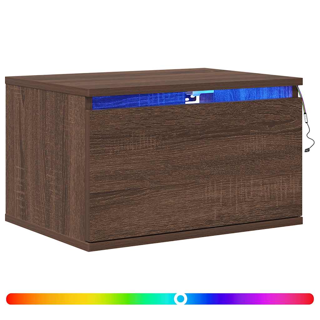vidaXL Wiszące szafki nocne z LED, 2 szt., brązowy dąb