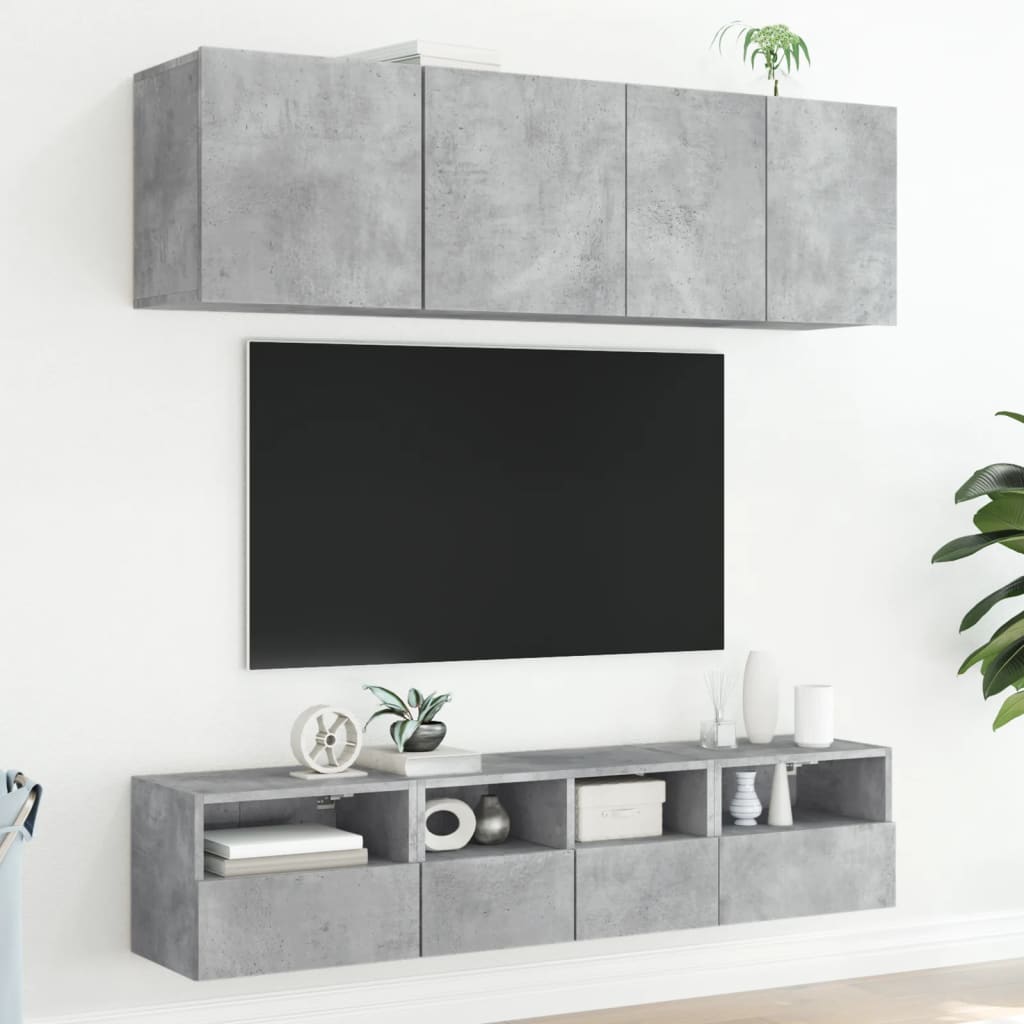 vidaXL Ścienne szafki TV, 2 szt., szarość betonu, 40x30x30 cm