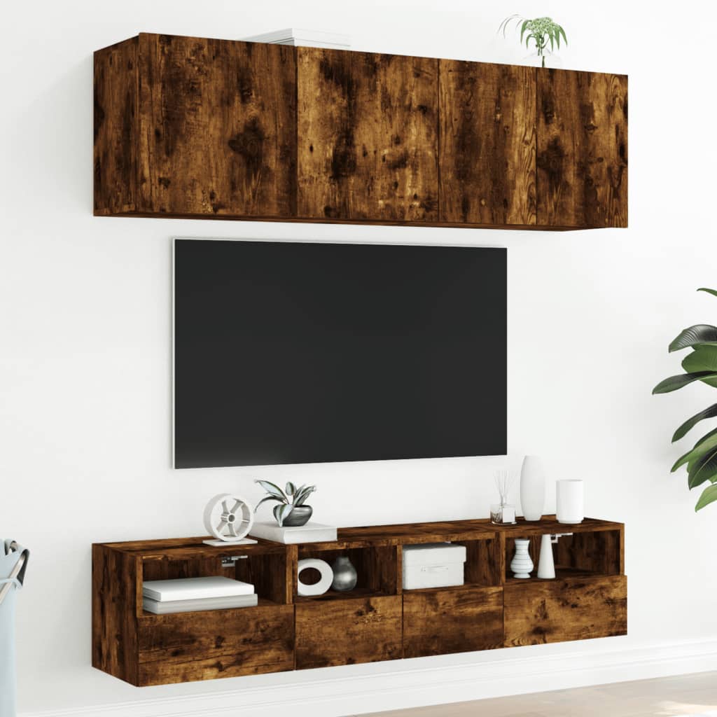 vidaXL Ścienne szafki TV, 2 szt., przydymiony dąb, 40x30x30 cm