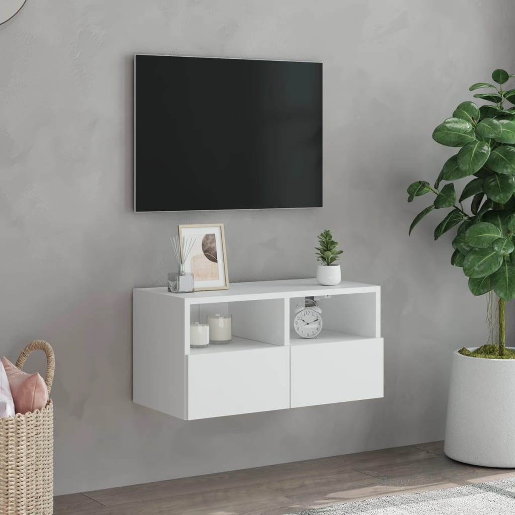 vidaXL Ścienna szafka TV, biała, 60x30x30 cm, materiał drewnopochodny