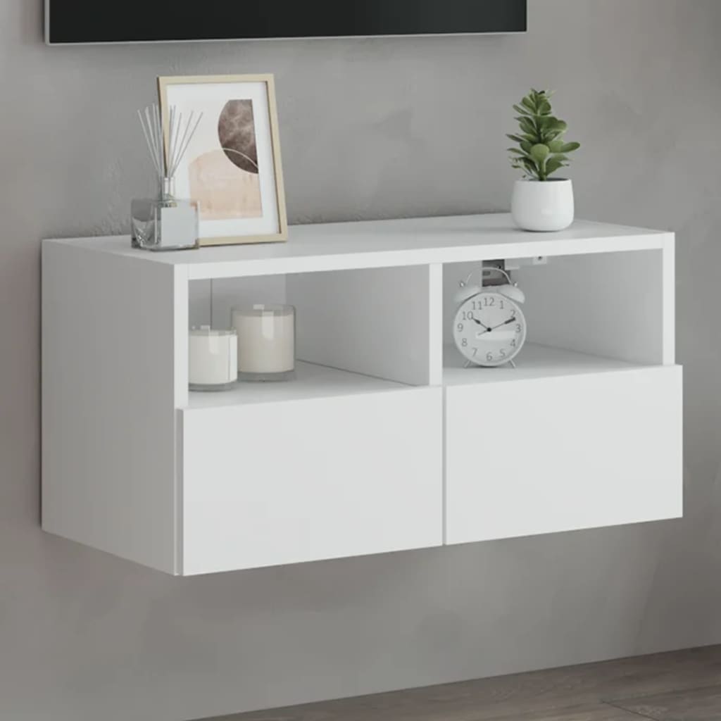 vidaXL Ścienna szafka TV, biała, 60x30x30 cm, materiał drewnopochodny