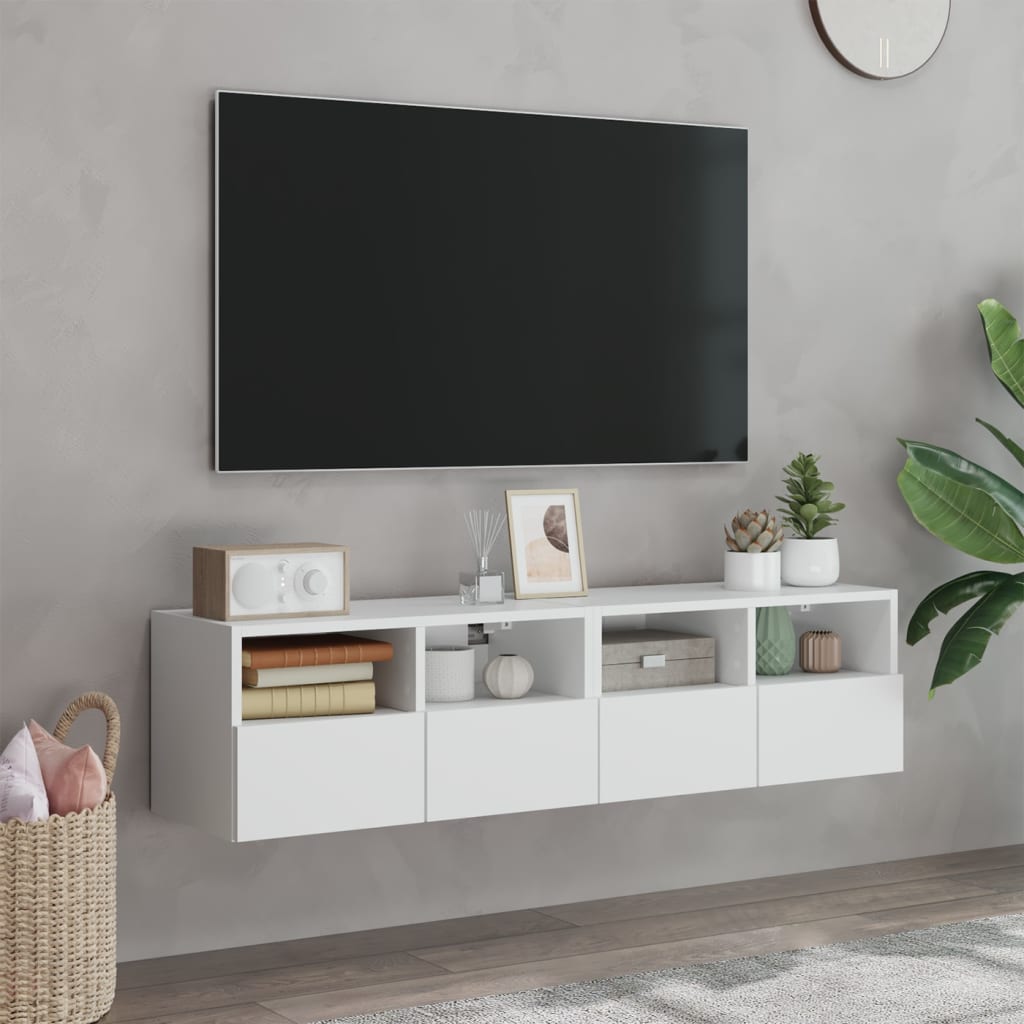 vidaXL Ścienne szafki TV, 2 szt., białe, 60x30x30 cm