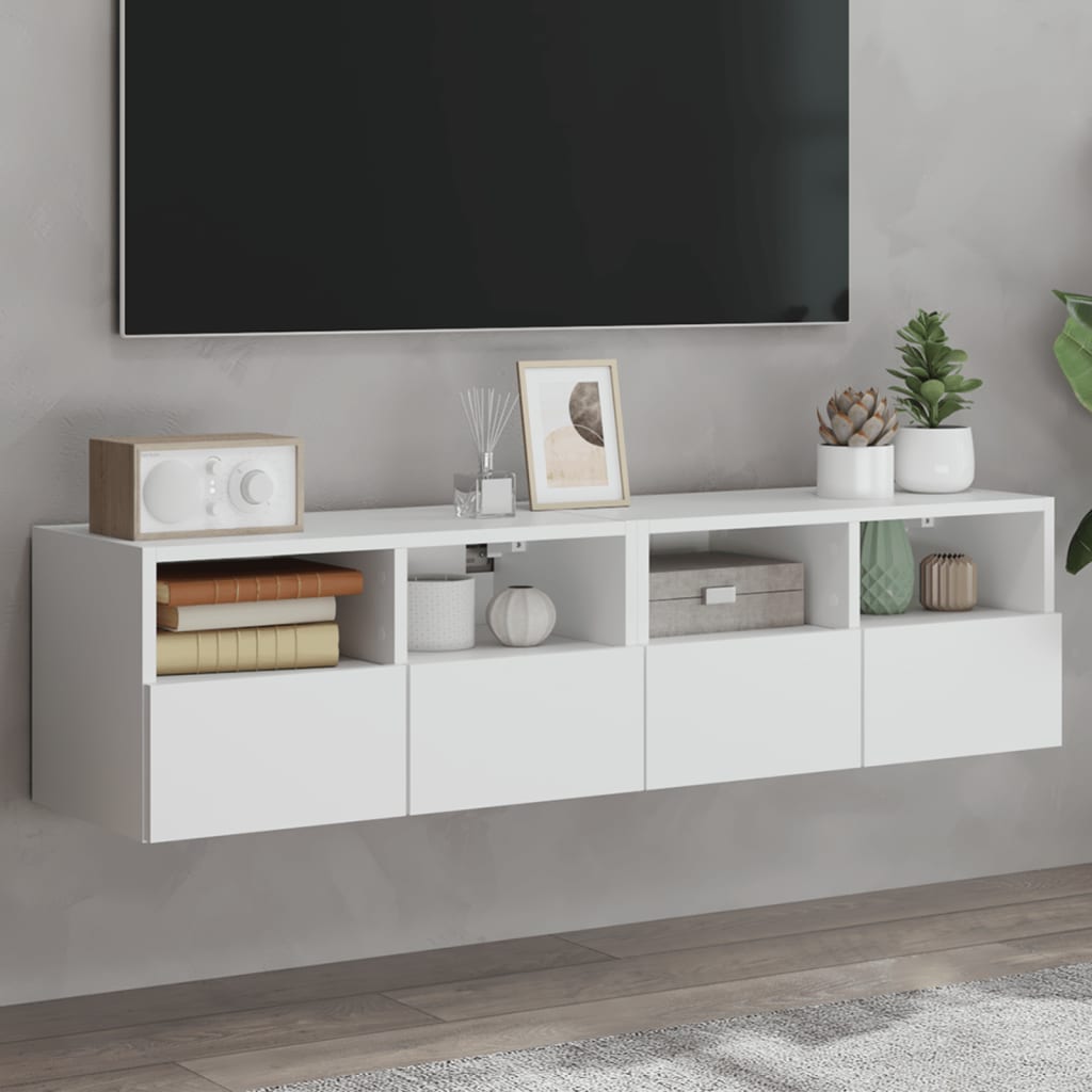 vidaXL Ścienne szafki TV, 2 szt., białe, 60x30x30 cm