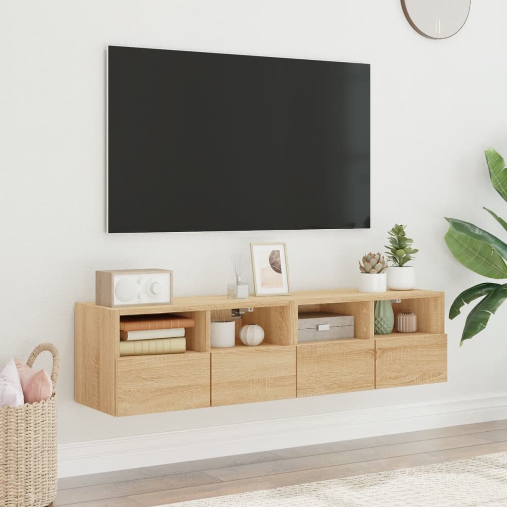 vidaXL Ścienne szafki TV, 2 szt., dąb sonoma, 60x30x30 cm