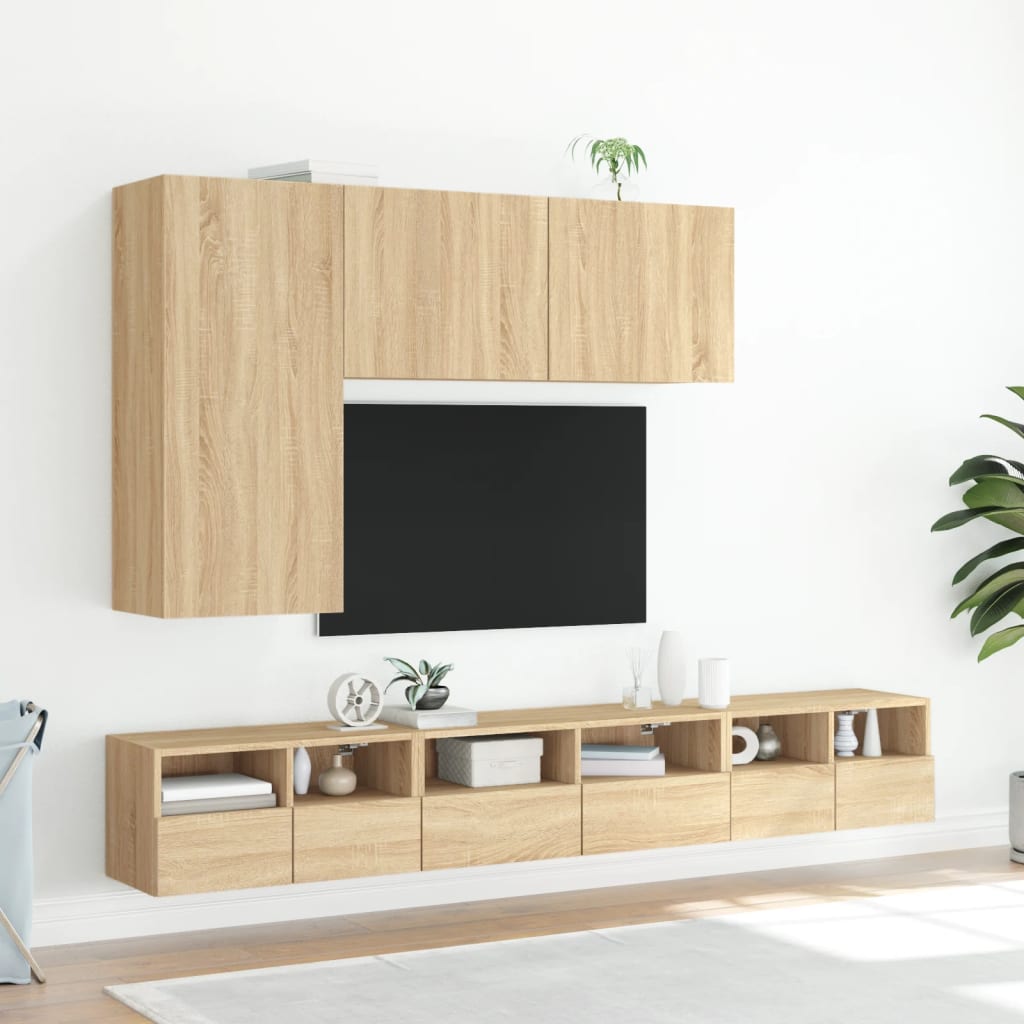 vidaXL Ścienne szafki TV, 2 szt., dąb sonoma, 60x30x30 cm