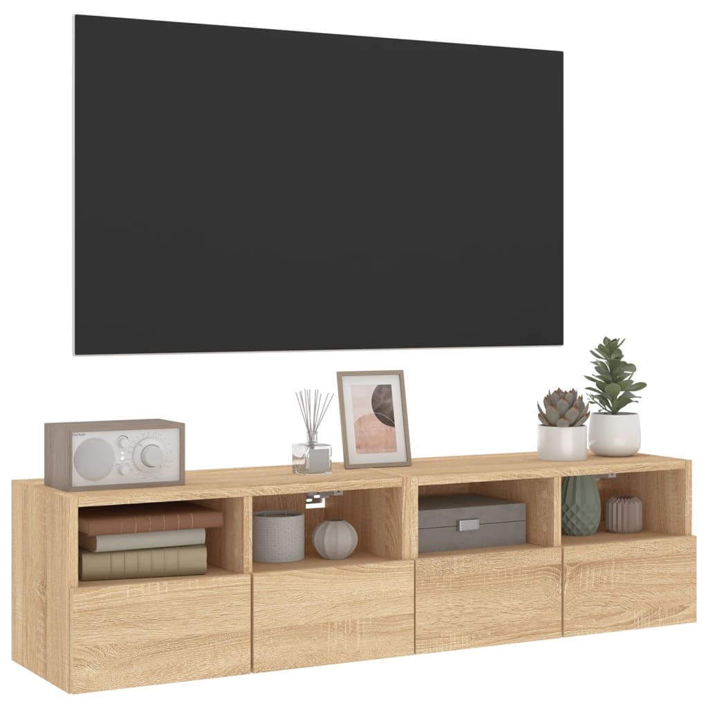vidaXL Ścienne szafki TV, 2 szt., dąb sonoma, 60x30x30 cm