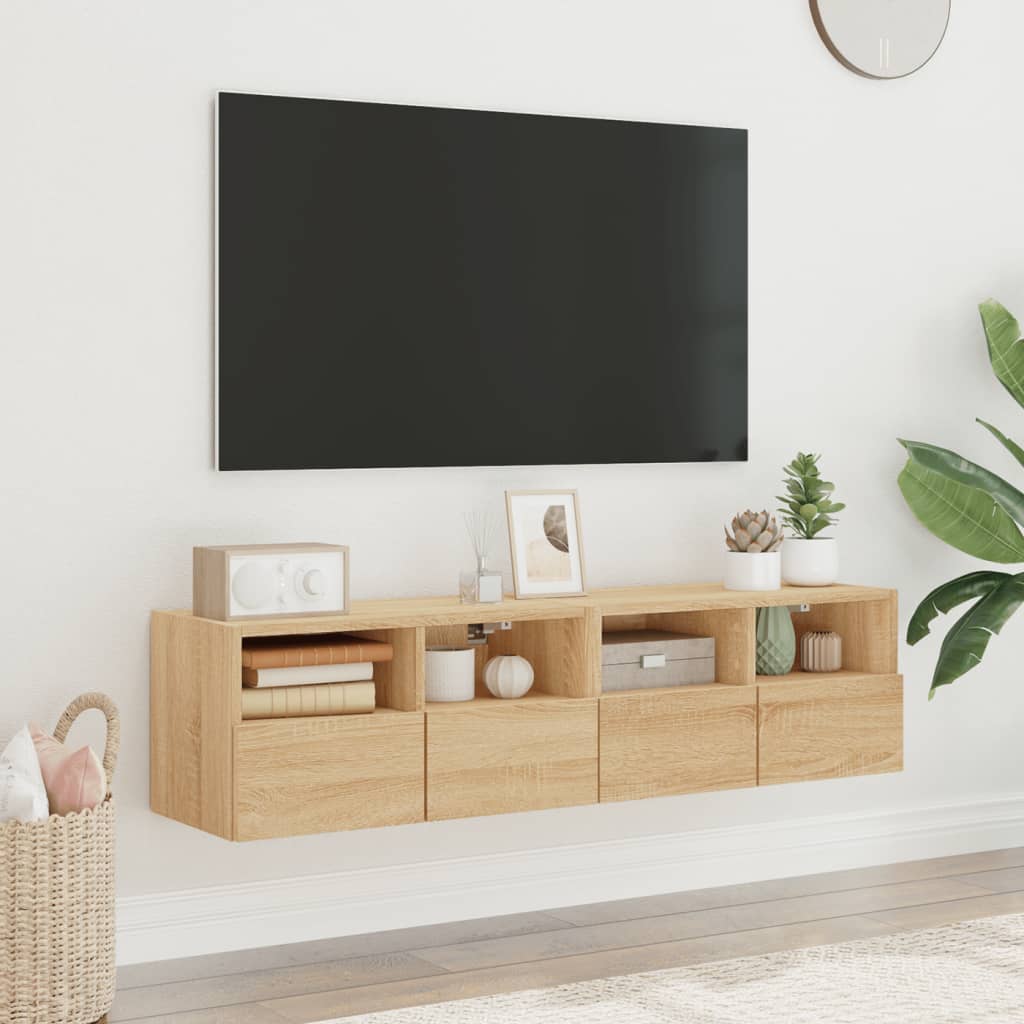 vidaXL Ścienne szafki TV, 2 szt., dąb sonoma, 60x30x30 cm