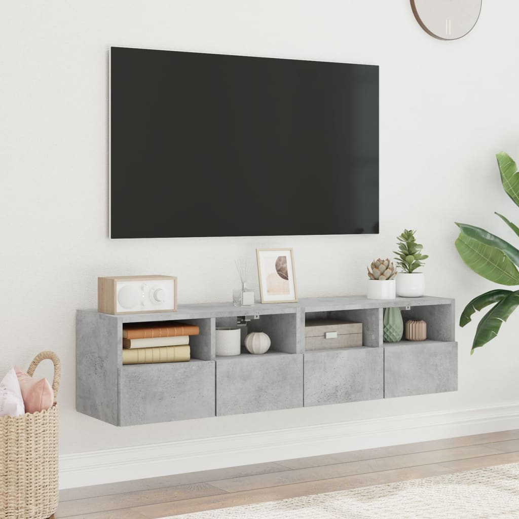 vidaXL Ścienne szafki TV, 2 szt., szarość betonu, 60x30x30 cm