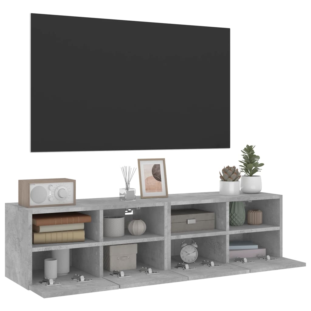 vidaXL Ścienne szafki TV, 2 szt., szarość betonu, 60x30x30 cm