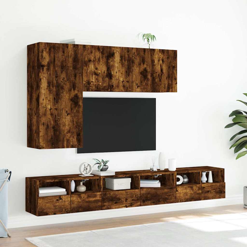 vidaXL Ścienne szafki TV, 2 szt., przydymiony dąb, 60x30x30 cm