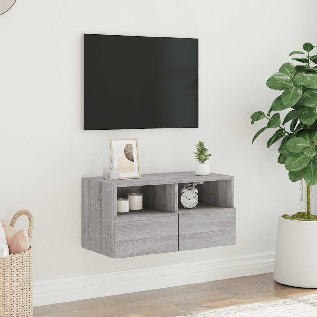 vidaXL Ścienna szafka TV, szary dąb sonoma, 60x30x30 cm