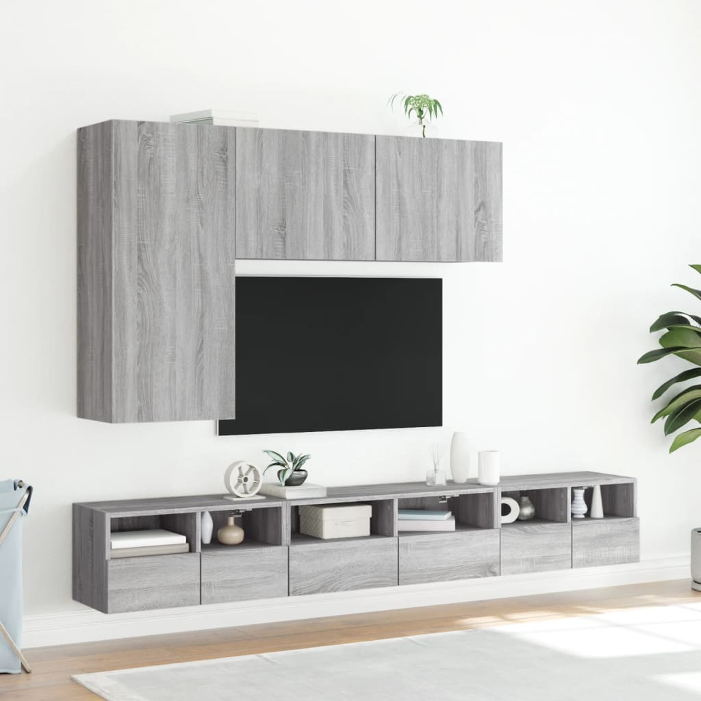 vidaXL Ścienne szafki TV, 2 szt., szary dąb sonoma, 60x30x30 cm